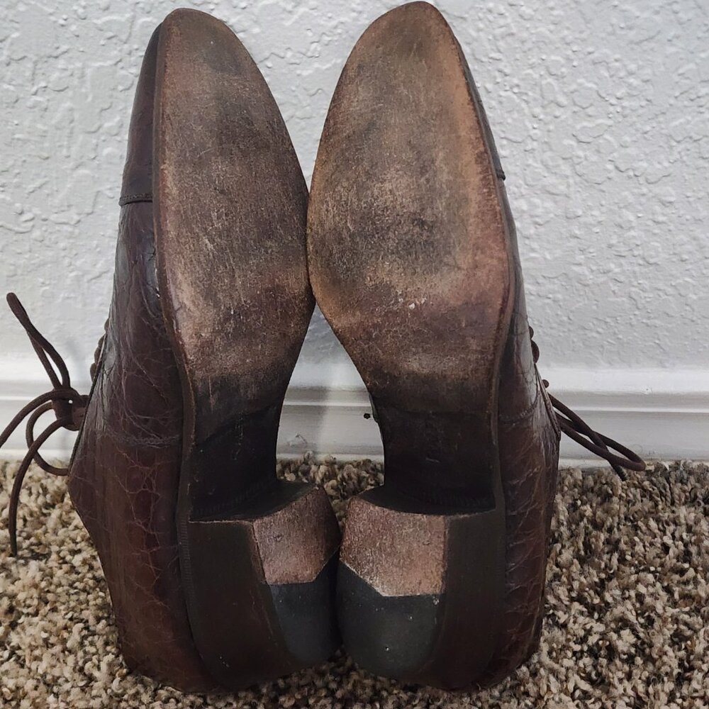 Vintage Women's Ralph Lauren Lace-Up Oxford Heel Round Toe Crocodile Leather 6.5 - Picture 12 of 12